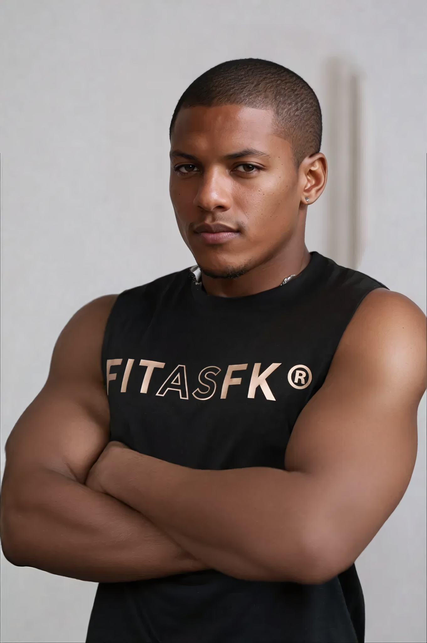 High neck vest Black