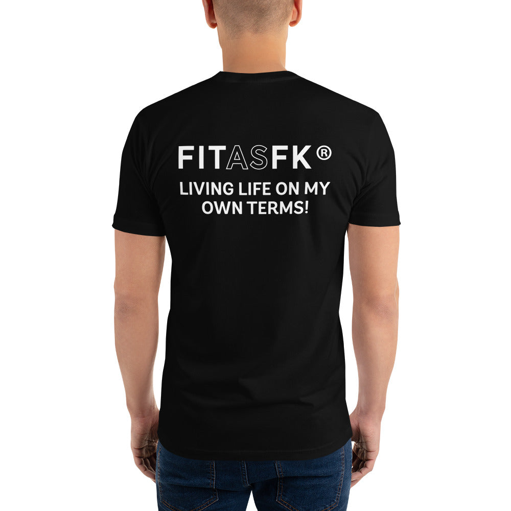 Men's fitted T-shirt Black Chest logo with text FITASFK