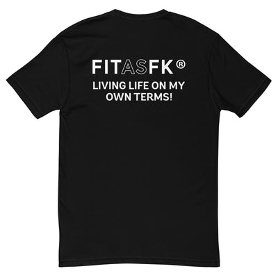 Men's fitted T-shirt Black Chest logo with text FITASFK