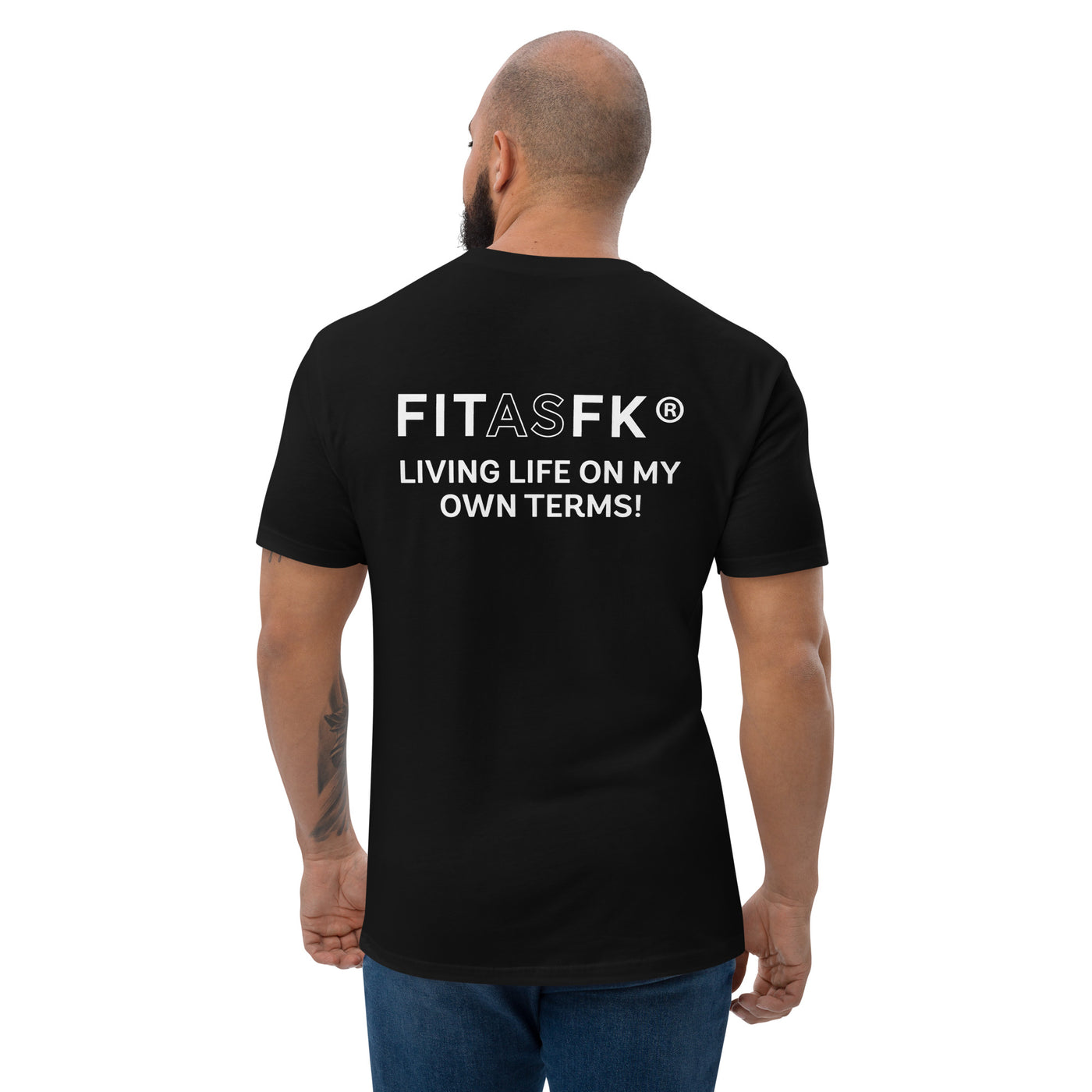 Men's fitted T-shirt Black Chest logo with text FITASFK