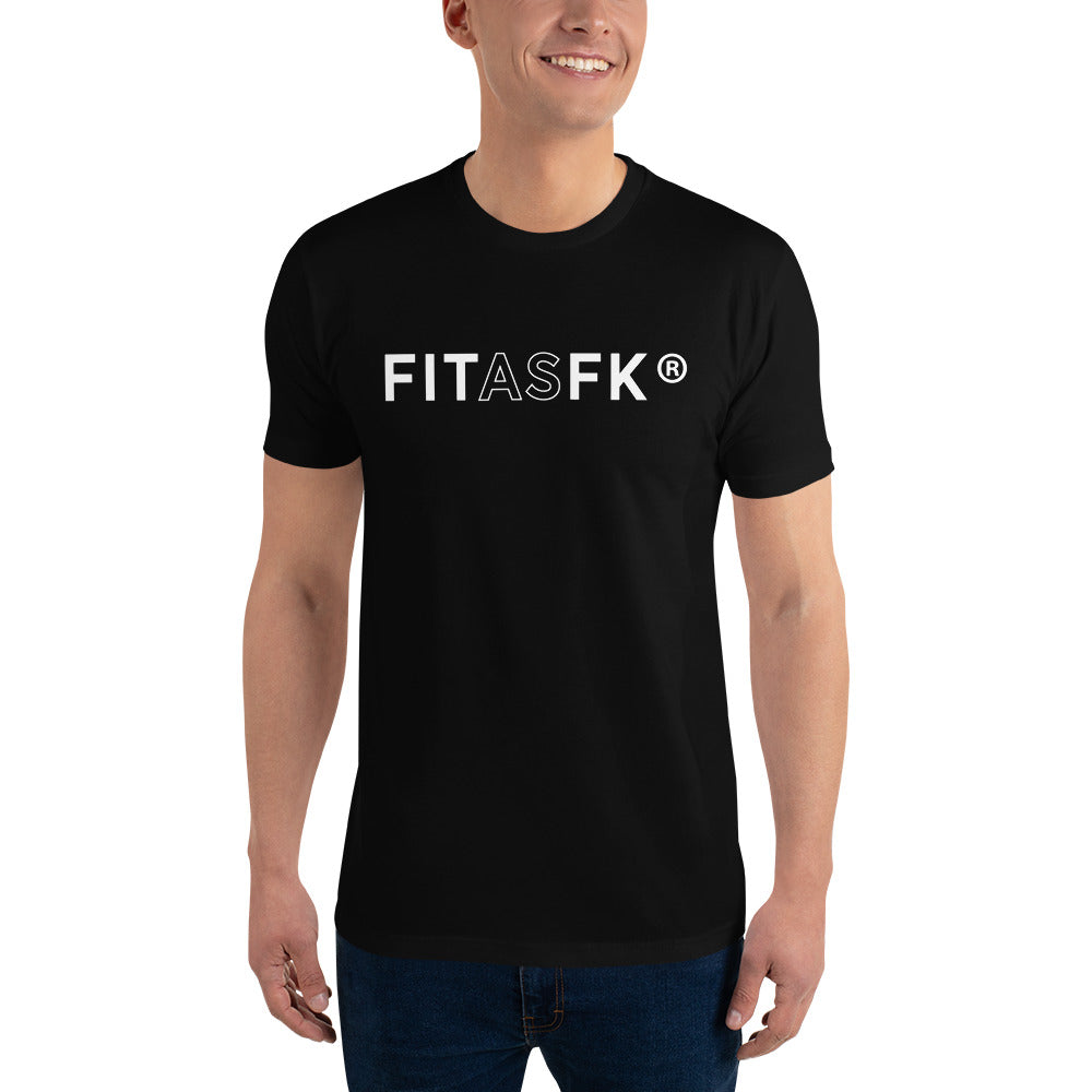 Men's fitted T-shirt black FITASFK front text